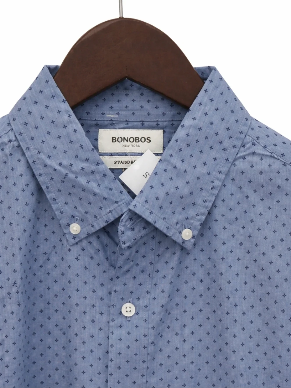 NWT Bonobos Blue Small Navy Quatrefoil Print Mens Reg Fit Button Down Sz Med